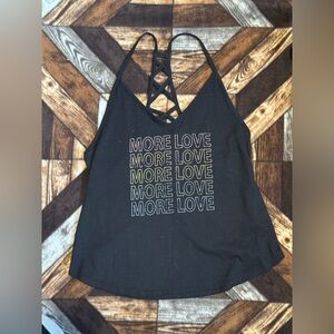 No Boundaries Black Camisole with Multicolor 'More Love' Text